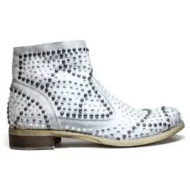 Illusion Women's Low Heel Ankle Boots White FB256