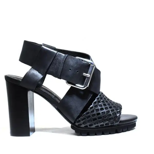 La Femme Plus Sandalo Donna Tacco Alto Art. LA1-6 Calf Black Toile Camoscio Black