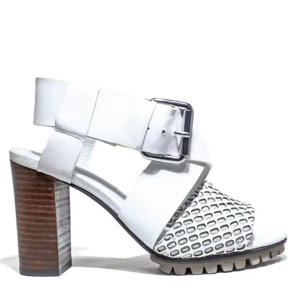 La Femme Plus Sandals Women High Heel Art. LA1-6 Calf White Suede White Toile