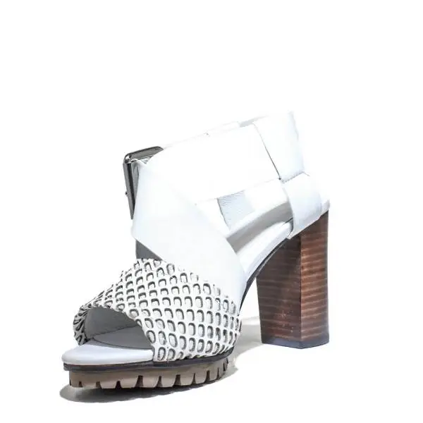 La Femme Plus Sandalo Donna Tacco Alto Art. LA1-6 Calf Black Toile Camoscio White