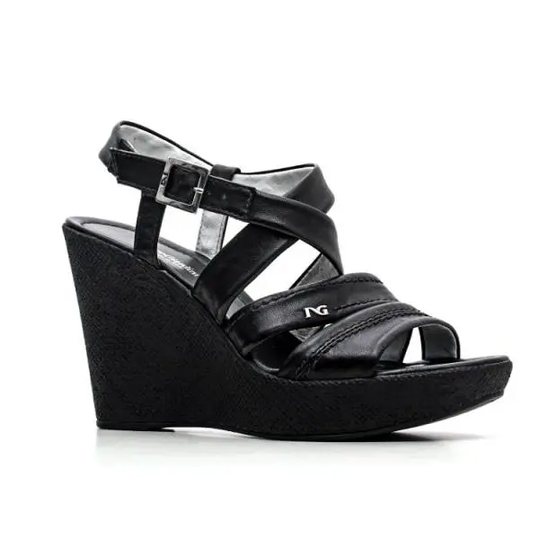 Nero Giardini Sandal wedges Woman Leather Item P615580D 100 black