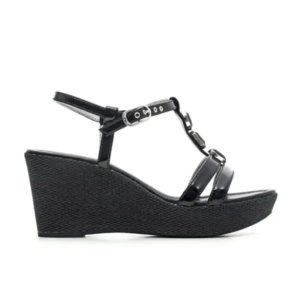 Nero Giardini Sandal wedges Woman Leather Item P615620D 100 Black
