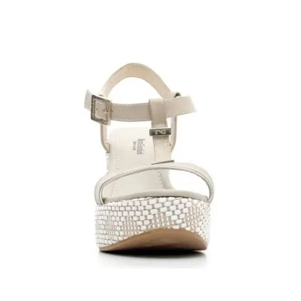 Nero Giardini Sandal wedges Woman Leather Item P615600D 410 Beige