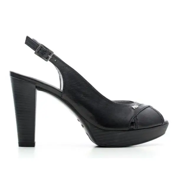 Nero Giardini Sandal High Hell Woman Leather Item P615690D 100 Black