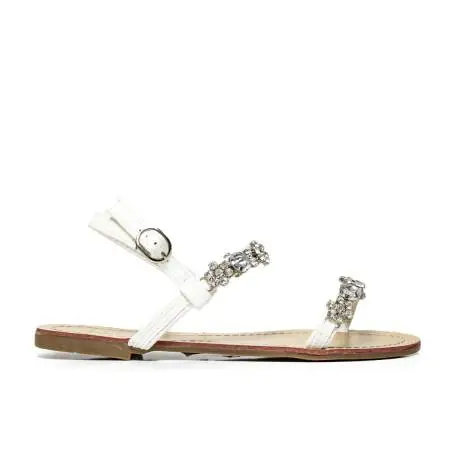 RoccoBarocco RBSC1BP01 WHITE thong sandals jewel