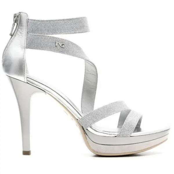 Nero Giardini Elegant Women High Heel Sandals Leather Item P615771DE 705 Silver