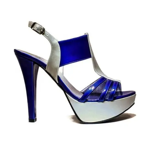 Joel Sandals Elegant Women High Heel A336 Blue Silver