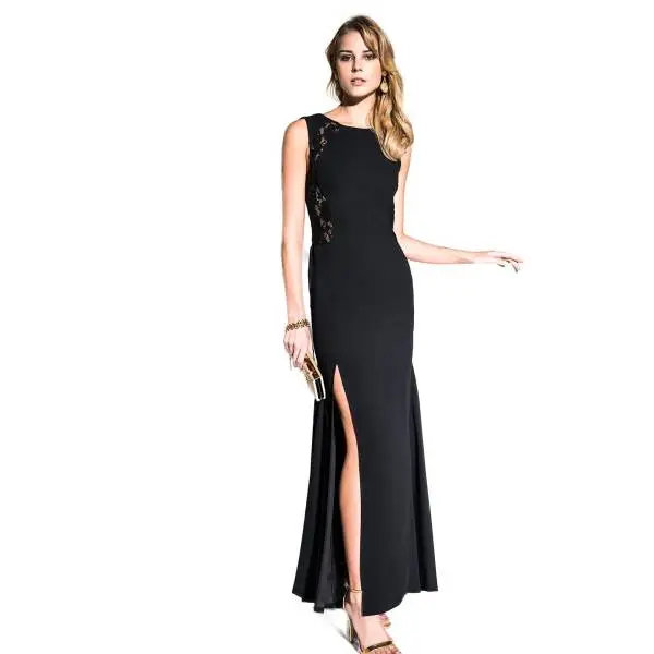 EDAS Luxury Artemide black long dress with lace