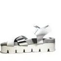 Fornarina Wedge Sandals Woman With Art. PEFOK8939WVHM0900 Yuki White Leather Metallich