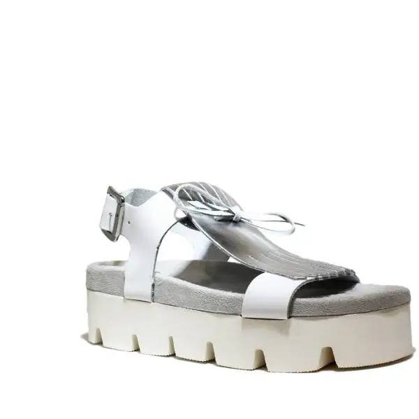 Fornarina Wedge Sandals Woman With Art. PEFOK9504WVDA400 Yuki White Silver