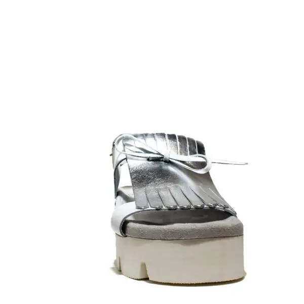 Fornarina Wedge Sandals Woman With Art. PEFOK9504WVDA400 Yuki White Silver