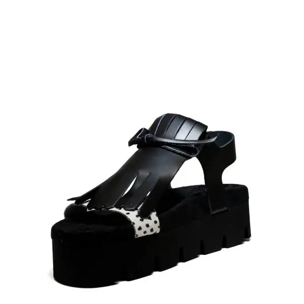 Fornarina Wedge Sandals Woman With Art. PEFOK9504WVDA100 Yuki Black/Pois Blk