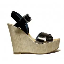 Fornarina Heel Wedge Sandals Woman With Art. PEFBX8943WHMA100 Black Steel