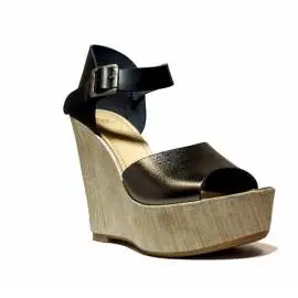 Fornarina Heel Wedge Sandals Woman With Art. PEFBX9515WHMA100 Birky Black/Steel