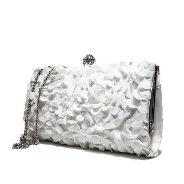 Ikaros borsa gioiello donna pochette floreale A2839BIAN Bianco