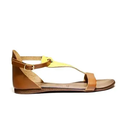 Scarpine Italiane Sandals Low Woman Triangle z.10 Leather Pit Yellow