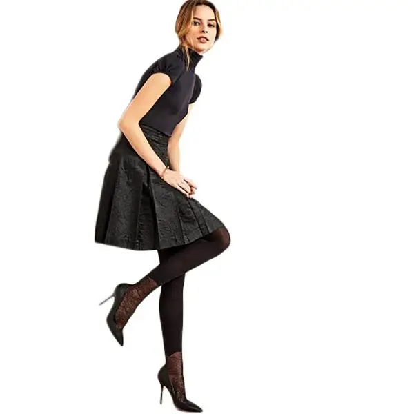 Philippe Matignon tights woman M115235PM black polyamide, elastane and cotton, with decoration on foot