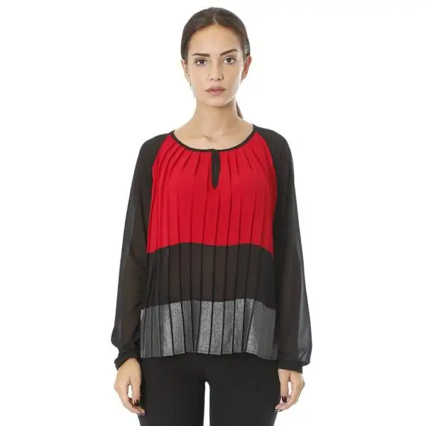 Sandro Ferrone woman knitted blouse C20 FM1198 AI17 pleated three-color, gray, black and red
