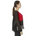 Sandro Ferrone maglia blusa donna C20 FM1198 AI17 plisse a tre colori, grigio, nero e rosso