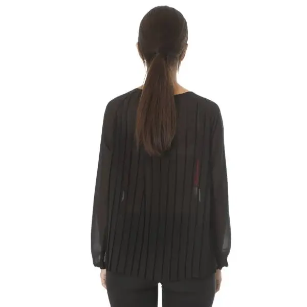 Sandro Ferrone maglia blusa donna C20 FM1198 AI17 plisse a tre colori, grigio, nero e rosso
