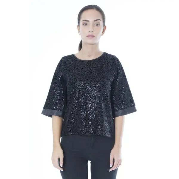 Sandro Ferrone knit tunic woman M12 17159 AI17 sequins and black velvet