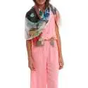 Desigual foulard donna 41W5725 1000 multicolore, con firma centrale e fantasia floreale