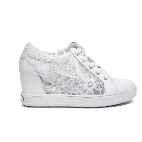 Guess white sneaker with lace and inner wedge model number FLFIN1 LAC12