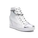 Guess sneaker bianca con zeppa interna articolo FLFRI1 LEA12 WHITE furia pelle