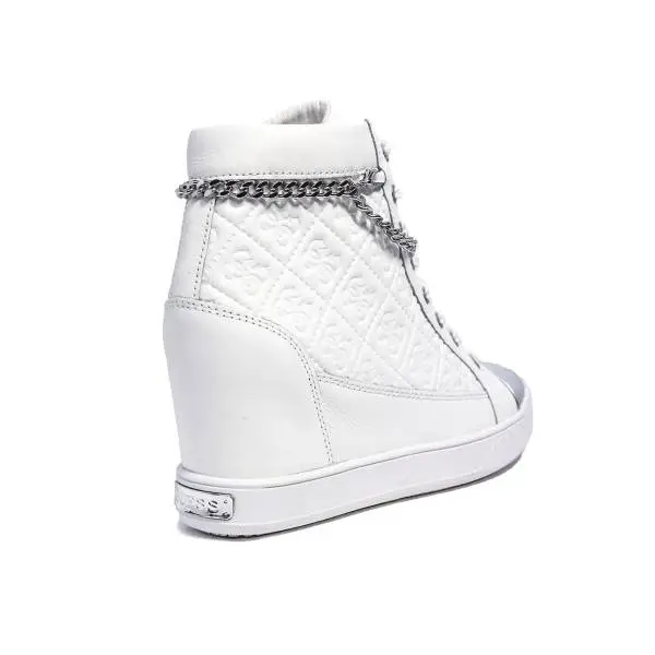 Guess white sneaker with inner wedge article FLFRI1 LEA12 WHITE furia leather