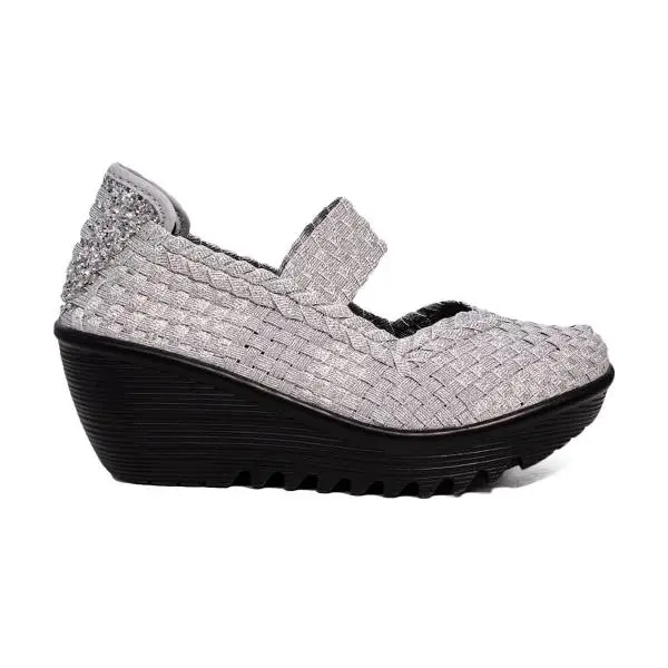 Woz ballet pumbs sivler with elastic and wedge article UP323