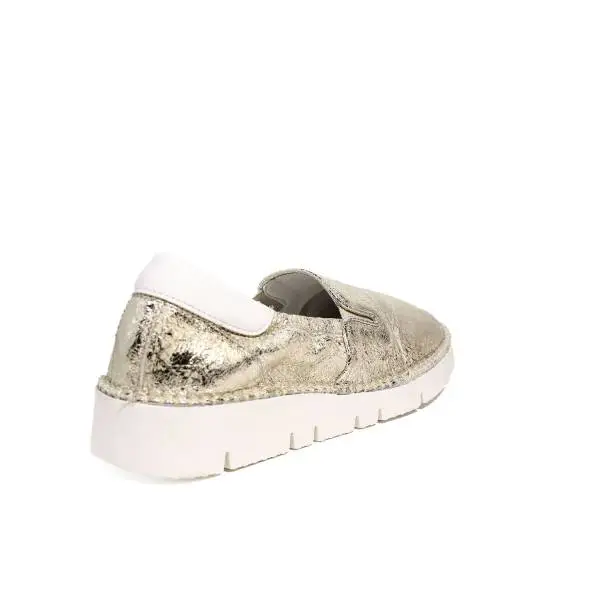 Keys sneaker loafer in leather platinum color article 5075