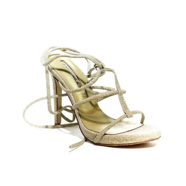 Francesco Milano sandalo glitterato con laccio alla schiava color platino articolo N16-3G-PLY