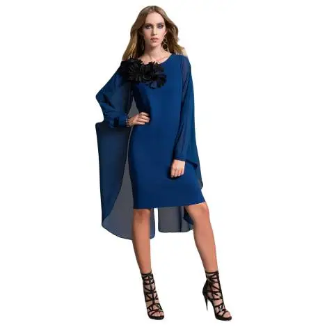 EDAS Luxury Scricco short dress blue color, with cape