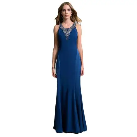 EDAS Luxury gown Sloven with gems on the chest, blue color
