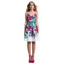 EDAS Luxury dress FRISONE wheel with watercolor flower, white-colored, fuchsia and green