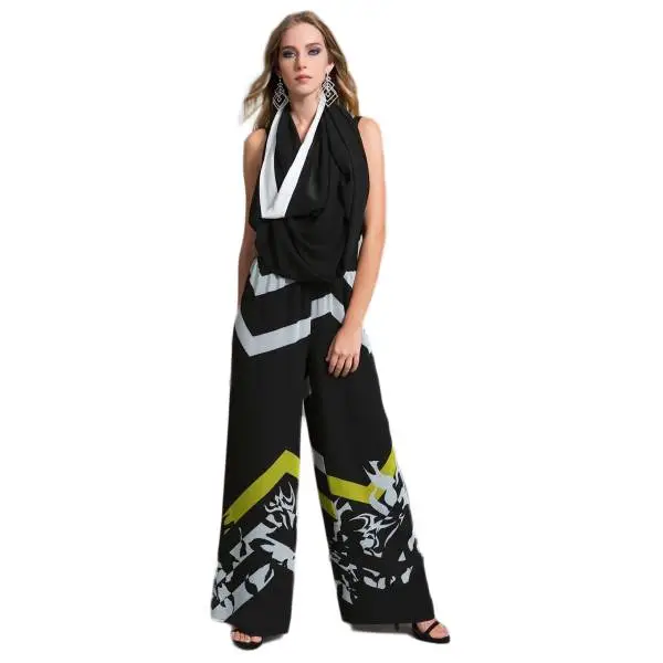 EDAS Luxury SUZUKO pantalone con stampa selen color nero e bianco