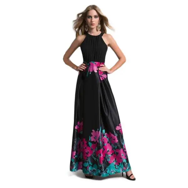 EDAS Luxury FELIX long dress with flower print watercolor