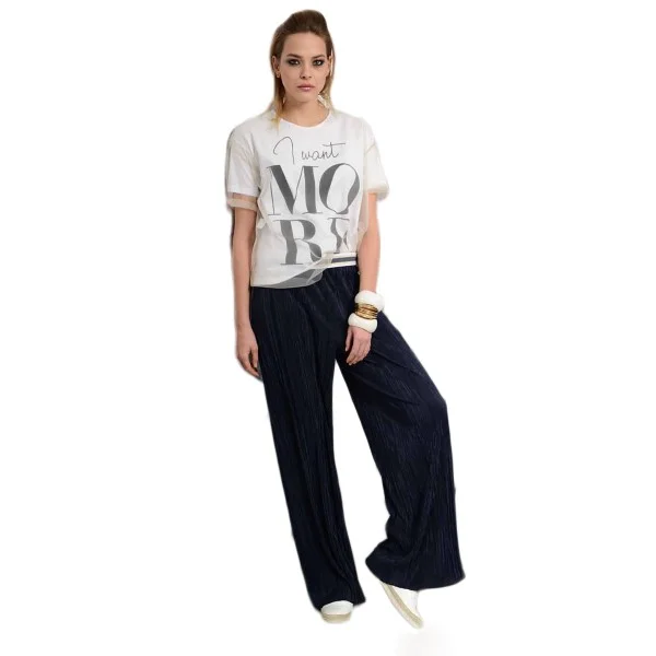 EDAS PONSIO trousers women pleated shiny blue color