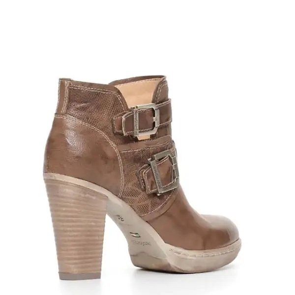 Nero Giardini women ankle boot with two buckles and high heel bark color article P717142D 325