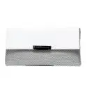 Lancetti 5238 women faux leather clutch with rhinestone white color