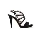 Albano 9147 sandalo elegante donna in tessuto raso latticiato color nero