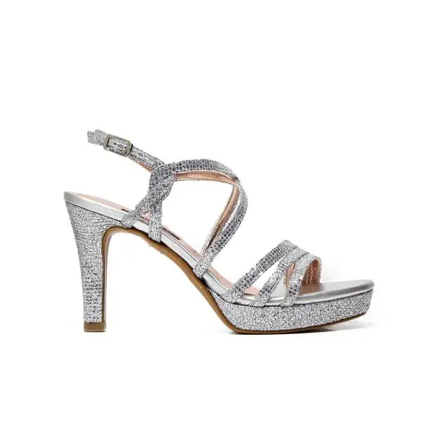 Albano 8897 sandal elegant woman with texture square silver