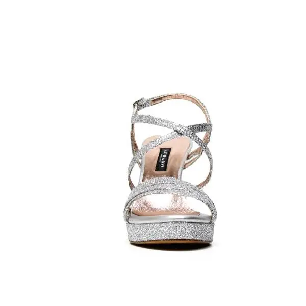 Albano 8897 sandalo donna elegante con texture quadrati color argento