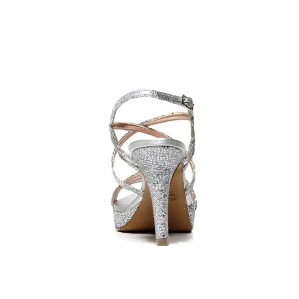 Albano 8897 sandalo donna elegante con texture quadrati color argento