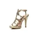 Albano 9877 sandalo donna elegante color platino/oro con decorazione floreale lurex