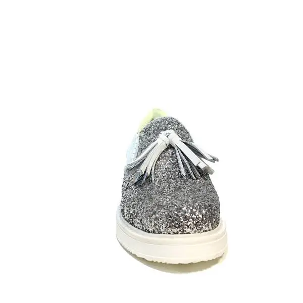 Shoe perforated with glitter Silver Color Anna Fidanza CR25GW 018 