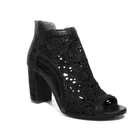 Just Juice ankle boot in lace nabuk fabric and leather black color article FK567X112E