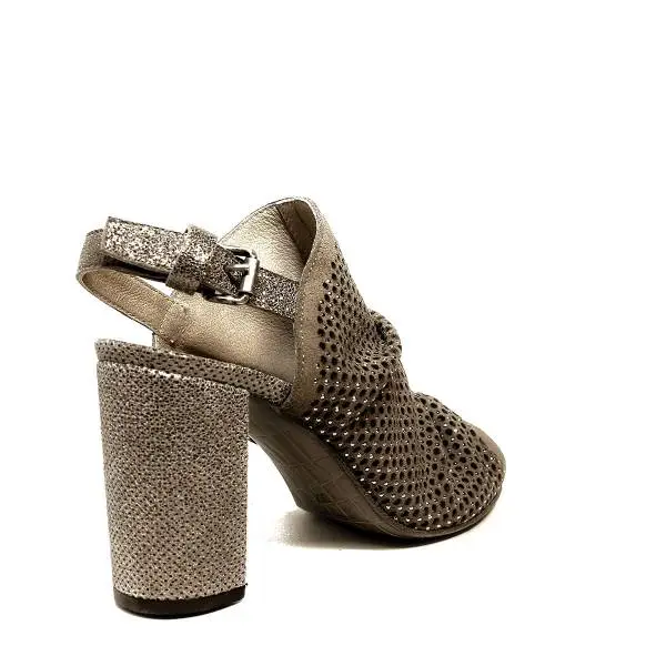 Just Juice sandal in suede leather with high heel taupe color article FK567H21