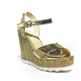 Byblos sandal with high wedge for women platinum color article 672125 039