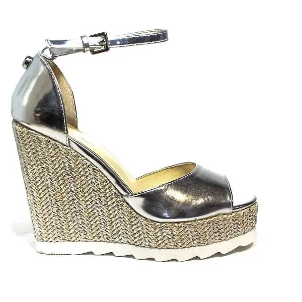 Byblos sandal with high wedge for women silver color article 672126 036